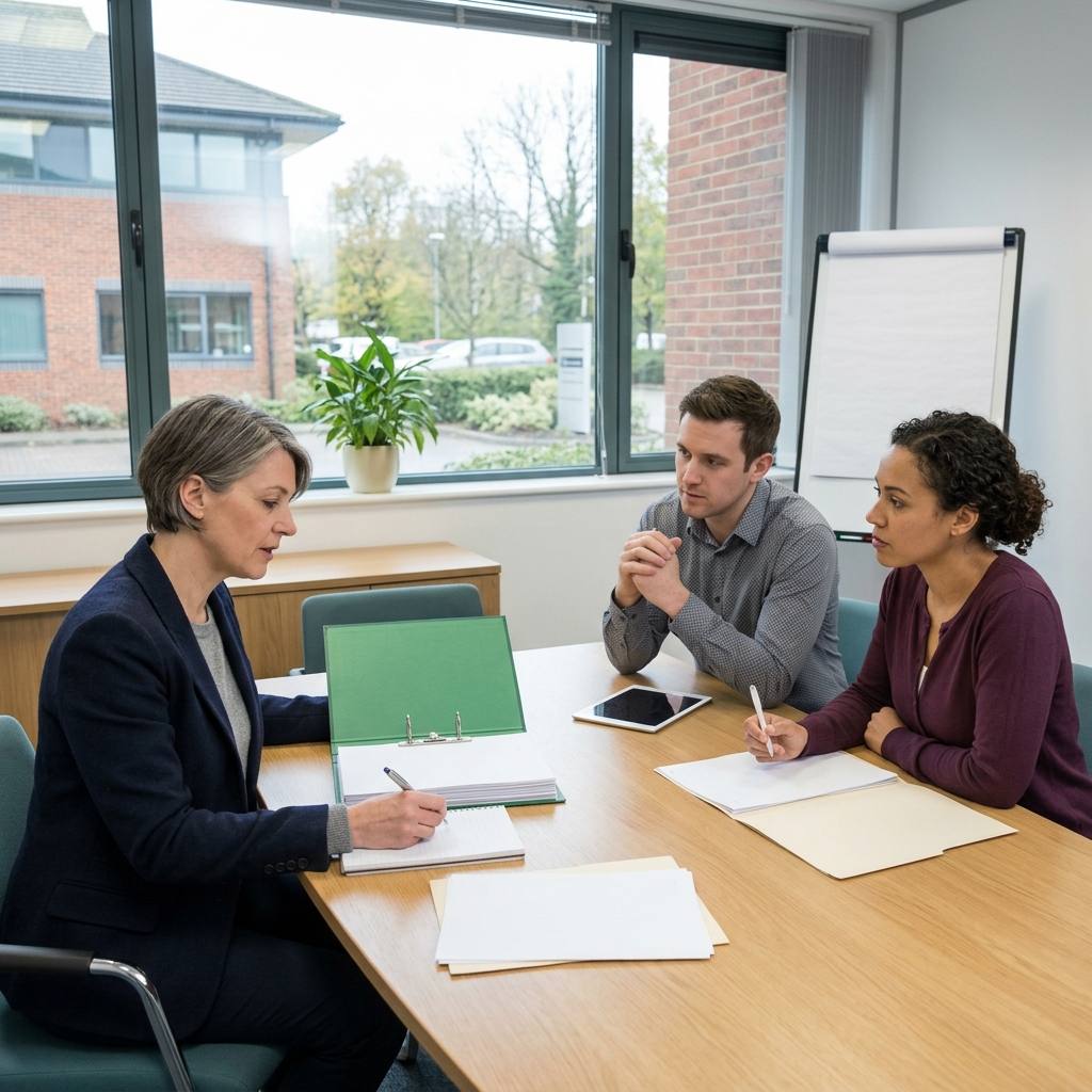 HR consultant planning a restructure and TUPE transfer with a leadership team in a London office